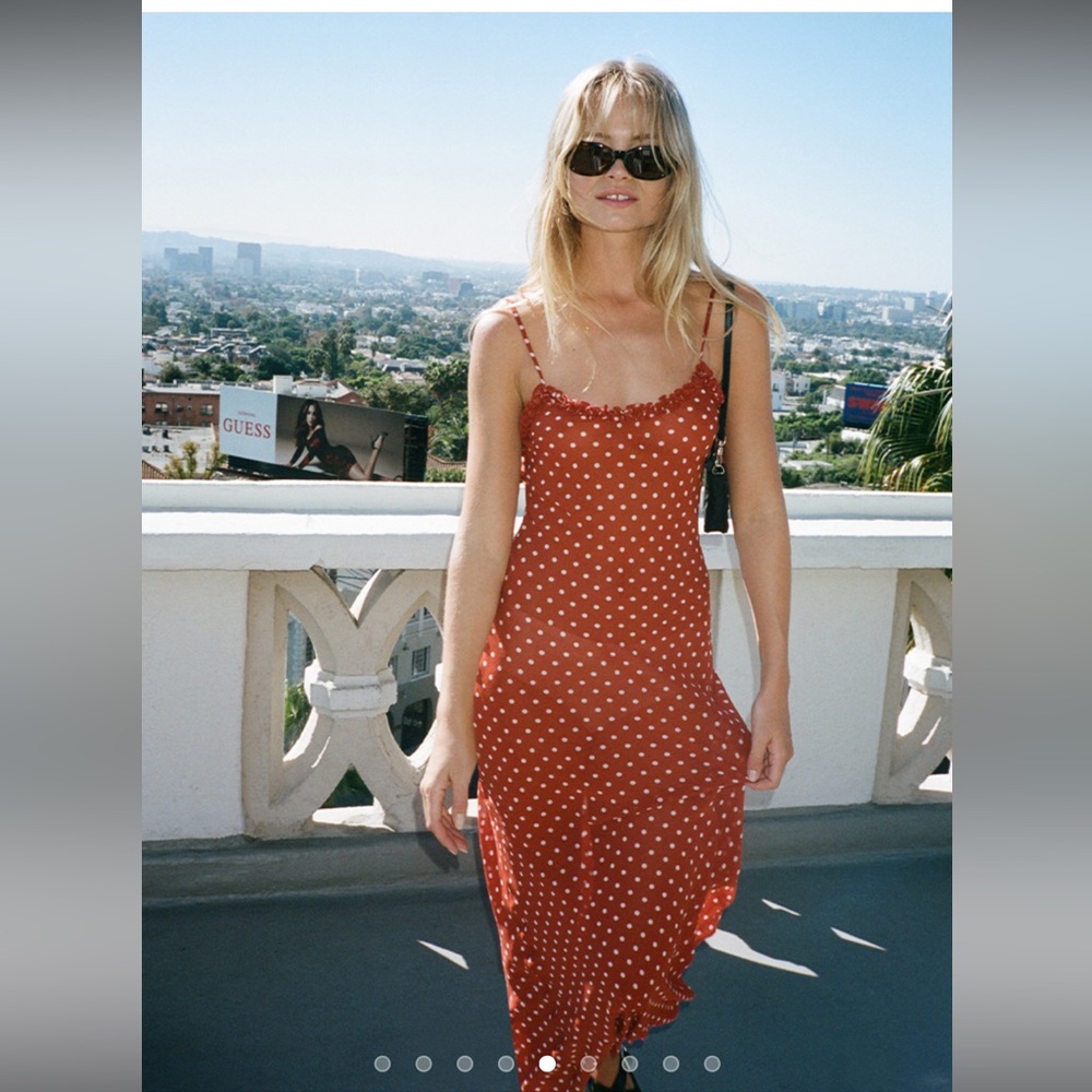 Realisation Par Red Polka Dot Midi Dress